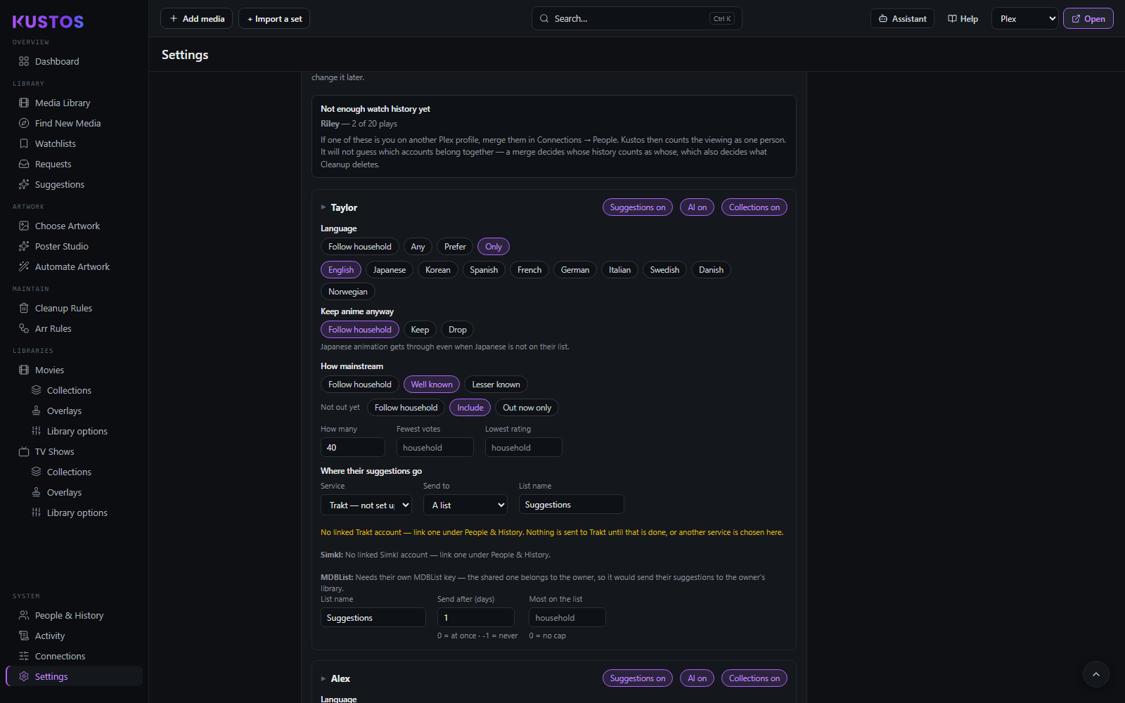 The per-person block: anything left on "Follow household" keeps following it, including later changes
