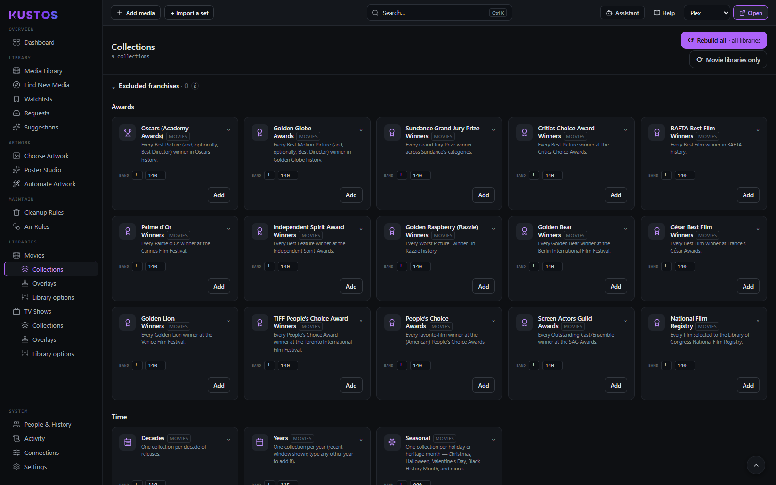 Fifteen award presets, from the Oscars and Golden Globes through Cannes, Berlin, Venice and the SAGs, down to the Razzies