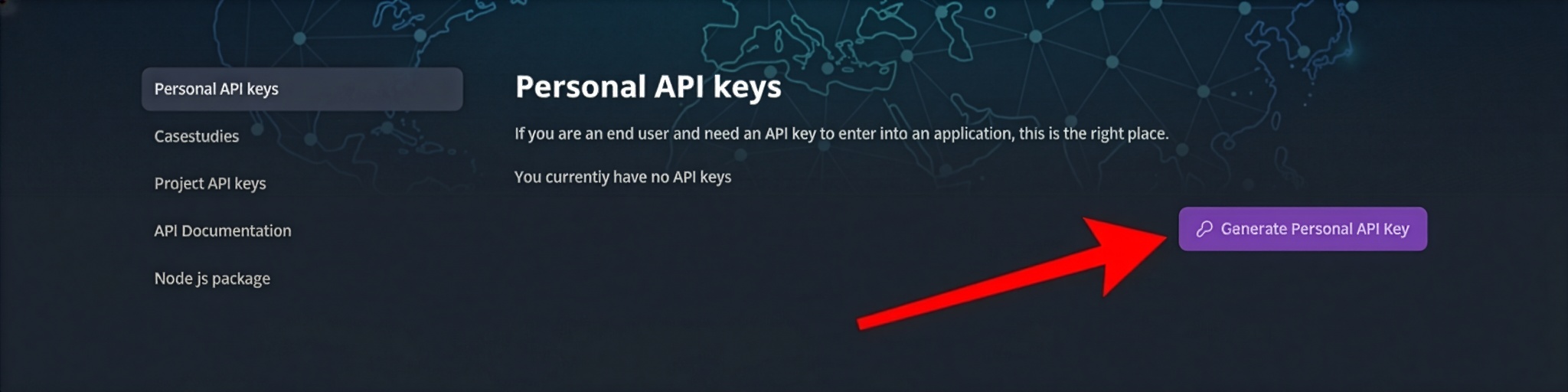 Personal API keys, empty